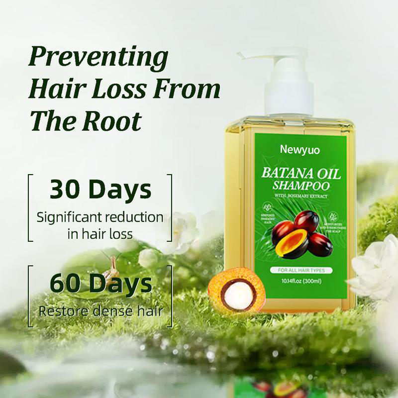 Newyuo Batana Oil & Rosemary Shampoo - Nourishing Volumizing Shampoo for Men and Women - Cleanses the scalp,Reduces hair loss, repairs damage and aids hair growth
